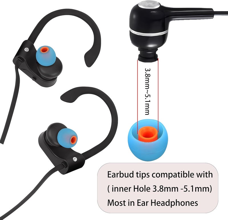 AQIMY Silicone Earbud Replacement Tips for Most In-Ear Earbuds (Inner Hole 3.8-5.1mm) - 9 Pairs (S, M, L) - Image 3